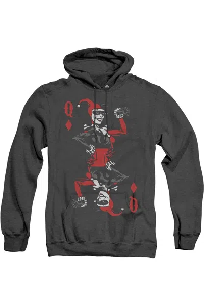 Gildan Batman Quinn Of Diamonds Adult Heather Hoodie / Hooded Sweatshirt In Black