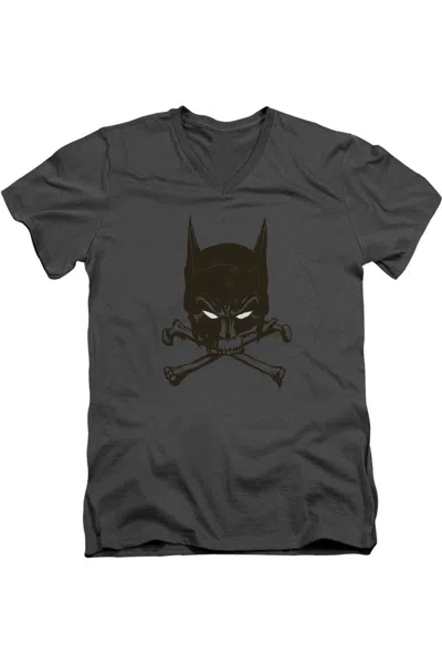 Gildan Batman Bat And Bones Short Sleeve Adult V Neck Tee / T-shirt In Pink