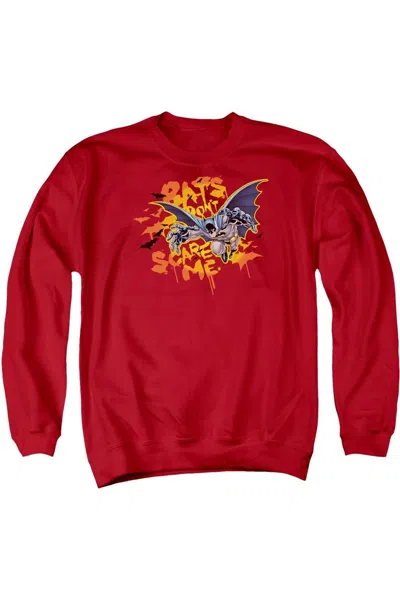 Gildan Batman Bats Don't Scare Me Adult Crewneck Sweatshirt In Red