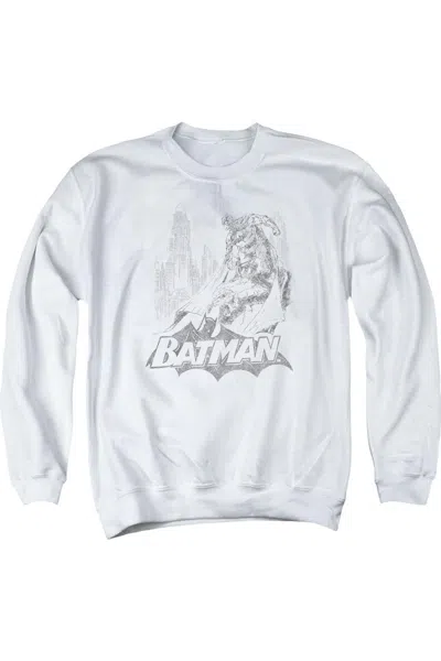 Gildan Batman Bat Sketch Adult Crewneck Sweatshirt In White