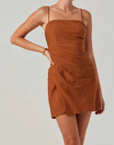 Astr The Label Isadora Pleated Minidress In Brown
