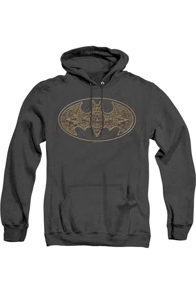Gildan Batman Aztec Bat Logo Adult Heather Hoodie / Hooded Sweatshirt In Black