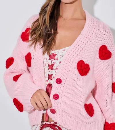 Baevely By Wellmade Lover Cropped Cardigan In Pink In Pink