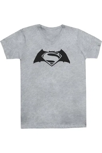 Gildan Batman V Superman Simple Logo Short Sleeve Adult V Neck Premium Cotton Tee / T-shirt In Multi