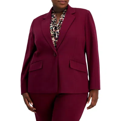 Kasper Plus Womens Solid Viscose Open-front Blazer In Multi