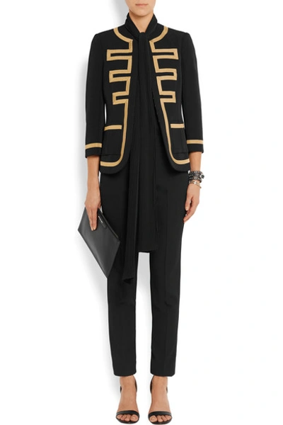 Shop Givenchy Embroidered Jacket In Black Wool