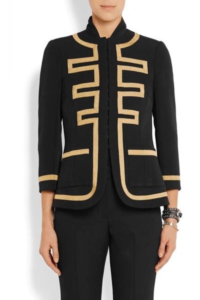 Shop Givenchy Embroidered Jacket In Black Wool