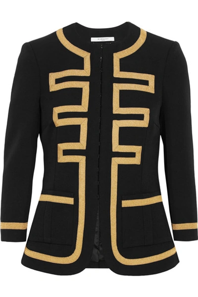 Shop Givenchy Embroidered Jacket In Black Wool