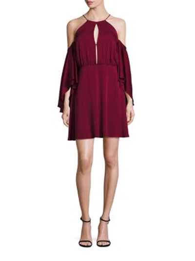 Shop Milly Melody Cold Shoulder Silk Dress In Bordeaux