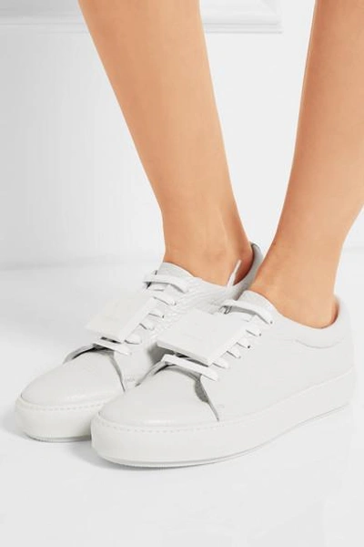 Shop Acne Studios Adriana Plaque-detailed Textured-leather Sneakers In White