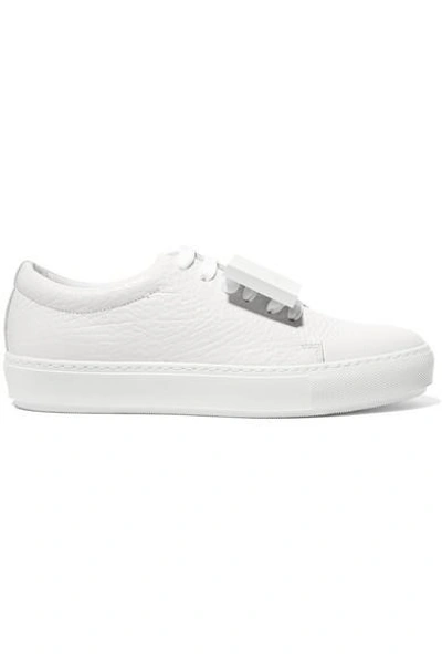 Shop Acne Studios Adriana Plaque-detailed Textured-leather Sneakers In White