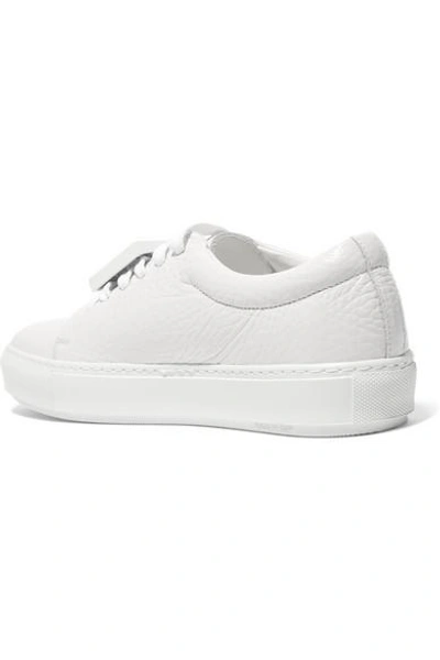 Shop Acne Studios Adriana Plaque-detailed Textured-leather Sneakers In White