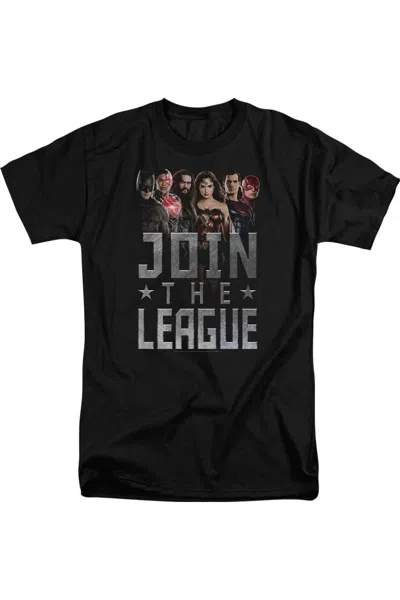 Justice League Movie Join The League Short Sleeve Adult Tall Tee / T-shirt In Black