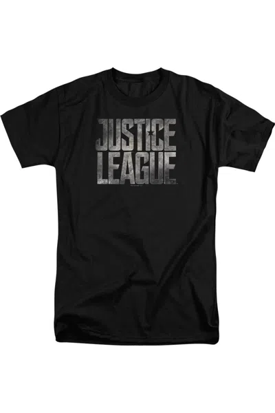 Justice League Movie Metal Logo Short Sleeve Adult Tall Tee / T-shirt In Black