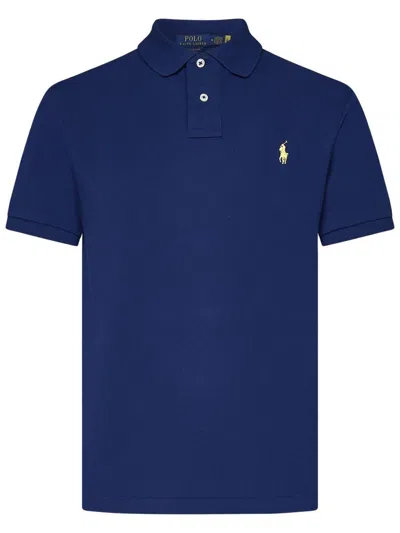 Polo Ralph Lauren Logo Embroidered Short-sleeved Polo Shirt In Blue