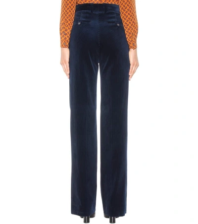 Shop Gucci Corduroy High-rise Straight Trousers In Blue
