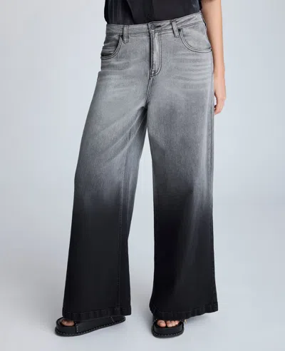 Kenneth Cole Gradient Dyed Wide Leg Jeans In Gradient Nik Wash