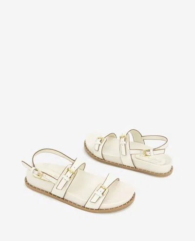Kenneth Cole Drinity Flat Slingback Sandal In Cream Leather