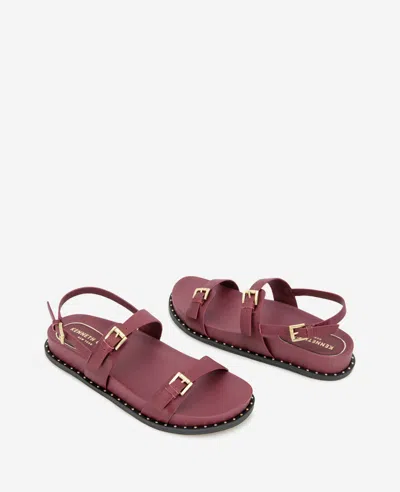 Kenneth Cole Drinity Flat Slingback Sandal In Dark Red Leather