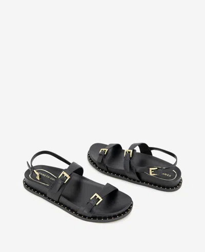 Kenneth Cole Drinity Flat Slingback Sandal In Black Leather