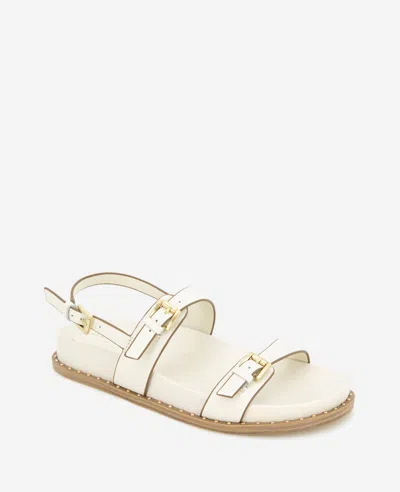 Kenneth Cole Drinity Flat Slingback Sandal In Cream Leather