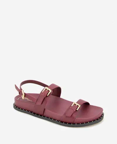 Kenneth Cole Drinity Flat Slingback Sandal In Dark Red Leather