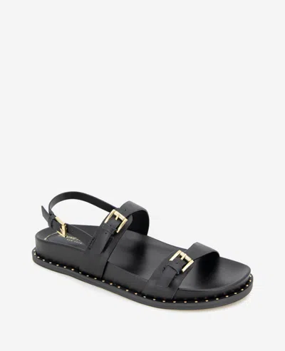 Kenneth Cole Drinity Flat Slingback Sandal In Black Leather