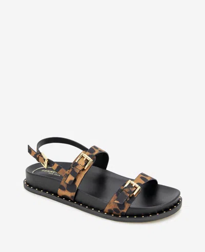 Kenneth Cole Drinity Flat Slingback Sandal In Leopard Fabric