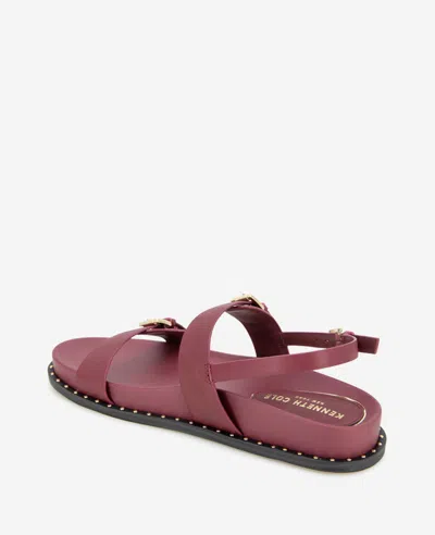 Kenneth Cole Drinity Flat Slingback Sandal In Dark Red Leather