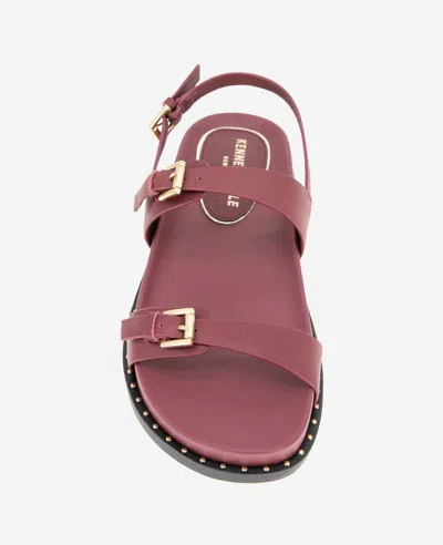 Kenneth Cole Drinity Flat Slingback Sandal In Dark Red Leather
