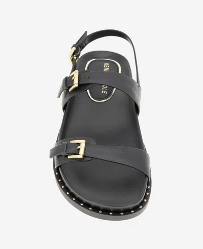Kenneth Cole Drinity Flat Slingback Sandal In Black Leather