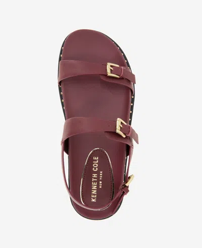 Kenneth Cole Drinity Flat Slingback Sandal In Dark Red Leather