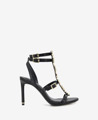 Kenneth Cole Lilath Embellished Ankle Strap Sandal In Black