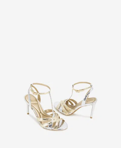 Kenneth Cole Liona Metallic Embossed Snake Heel In Silver,gold Metallic