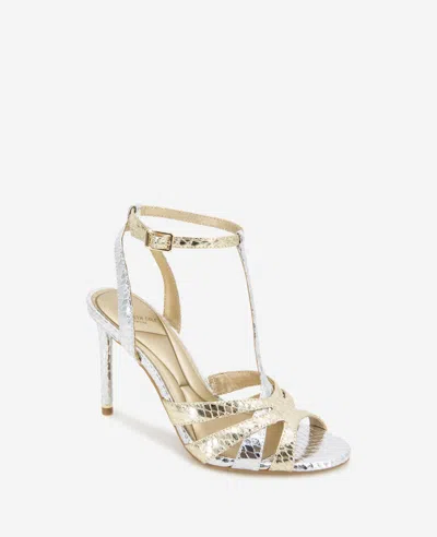 Kenneth Cole Liona Metallic Embossed Snake Heel In Silver,gold Metallic