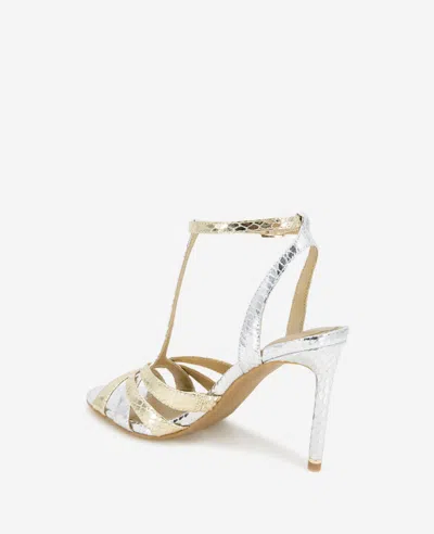 Kenneth Cole Liona Metallic Embossed Snake Heel In Silver,gold Metallic