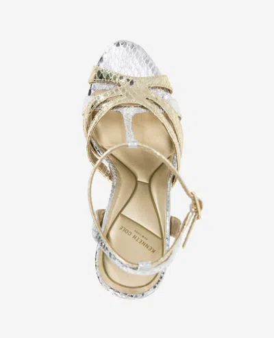 Kenneth Cole Liona Metallic Embossed Snake Heel In Silver,gold Metallic