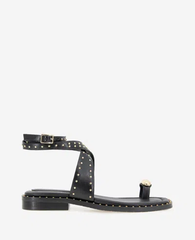 Kenneth Cole Ravenn Studded Wraparound Ankle Strap Sandal In Black