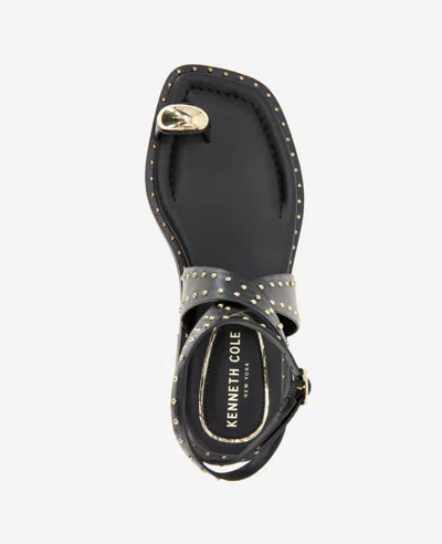 Kenneth Cole Ravenn Studded Wraparound Ankle Strap Sandal In Black