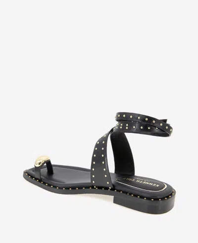 Kenneth Cole Ravenn Studded Wraparound Ankle Strap Sandal In Black