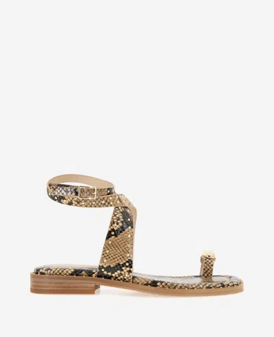 Kenneth Cole Ravenn Studded Wraparound Ankle Strap Sandal In Sand Snake