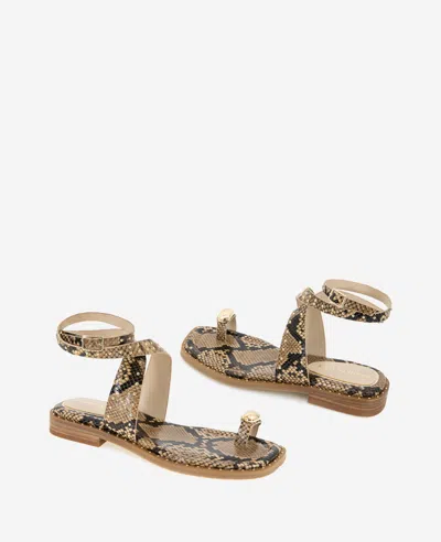 Kenneth Cole Ravenn Studded Wraparound Ankle Strap Sandal In Sand Snake