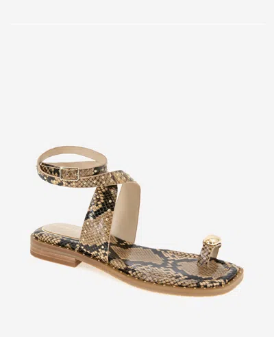 Kenneth Cole Ravenn Studded Wraparound Ankle Strap Sandal In Sand Snake