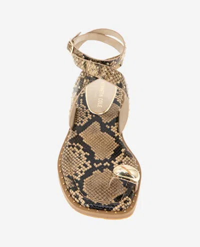 Kenneth Cole Ravenn Studded Wraparound Ankle Strap Sandal In Sand Snake