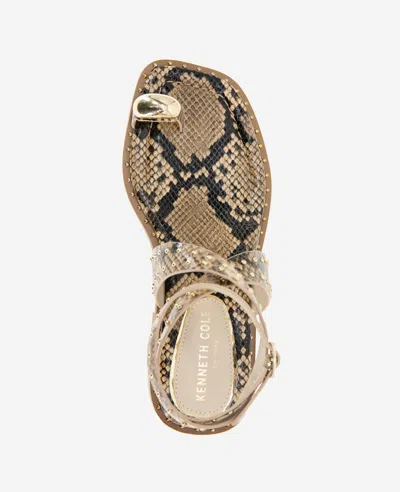 Kenneth Cole Ravenn Studded Wraparound Ankle Strap Sandal In Sand Snake