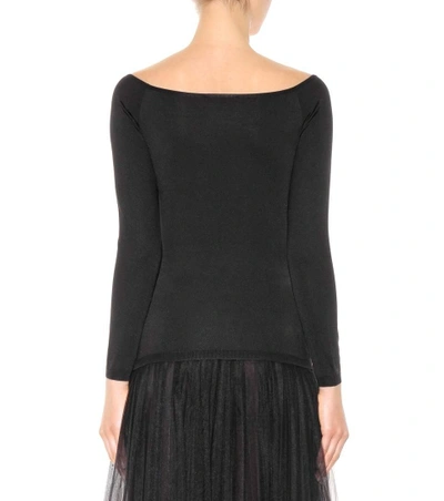 Shop Valentino Knitted Silk-blend Top In Black