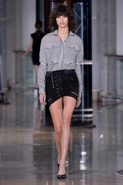 Shop Anthony Vaccarello Lace-up Miniskirt In Llack