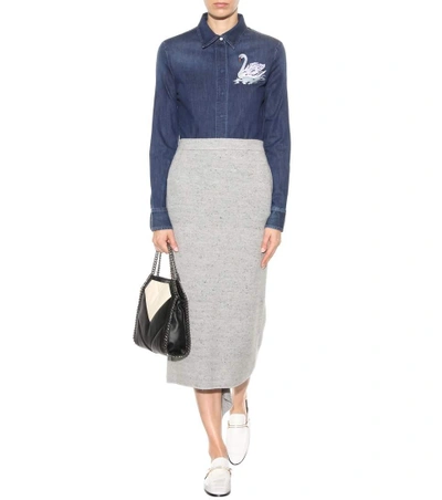 Shop Stella Mccartney Virgin Wool-blend Skirt In Grey