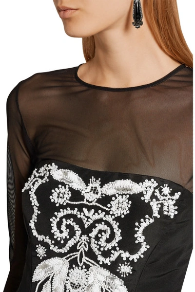 Shop Oscar De La Renta Strapless Embellished Silk-faille Gown
