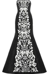 OSCAR DE LA RENTA Strapless embellished silk-faille gown